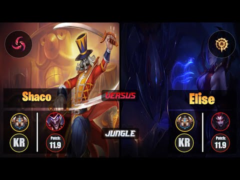 Challenger SHACO [Hail of Blades] (Jungle) VS  ELISE - Challenger KR Patch 11.9