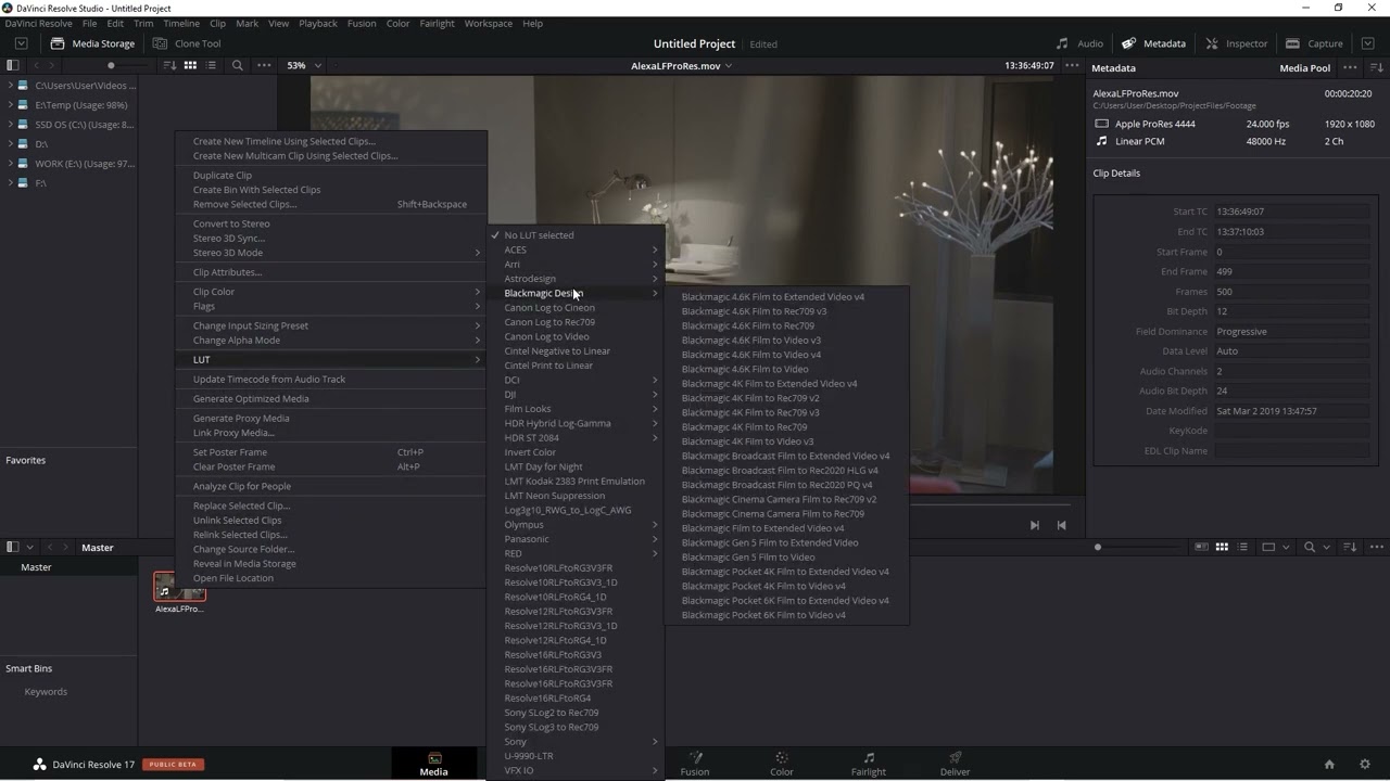 11 - Adding LUTS and using opencolorIO