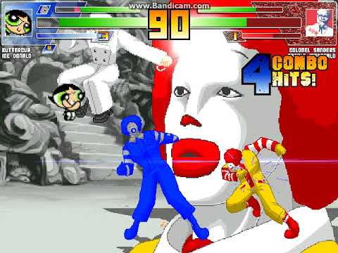 MUGEN battle #3515: Buttercup & Ice Donald vs Colonel Sanders & Ronald McDonald