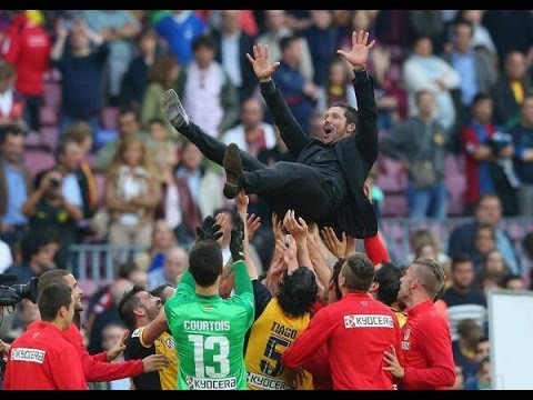 Diego Simeone Celebrate Winning La Liga Title in Camp Nou