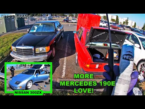 Mercedes 190E Installing Front Shock Absorber Boots & Hood Strut! + Bonus Coilovers on Nissan 300ZX