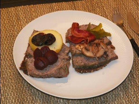 Smørrebrød Dansk Leverpostej Sandwich. Two delicious Danish Open Face Liverwurst Sandwiches