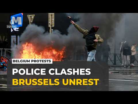 Belgium protests: Police confront demonstrators in Brussels