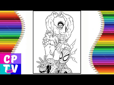 Hulk vs Spiderman Coloring Pages/Unexpected Fight of the Bigest Heroes/Drawing of Superheroes