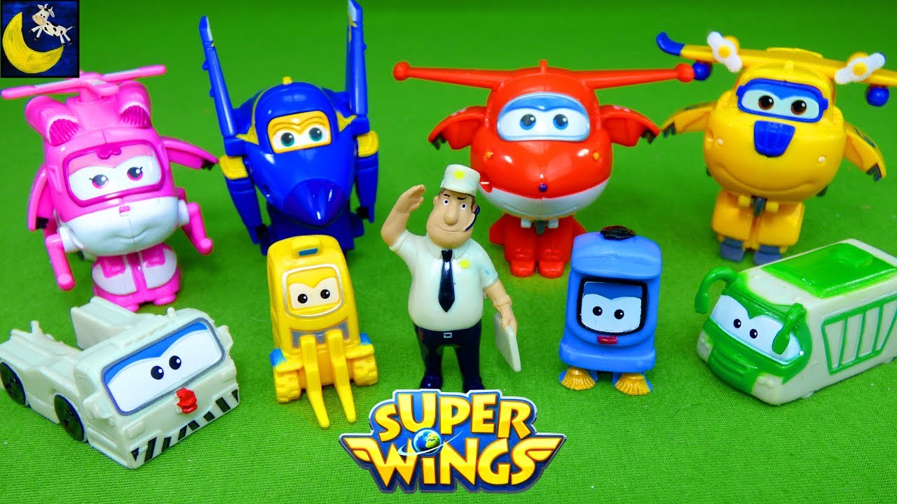 Super Wings World Airport Crew Jimbo Jett Donnie Dizzy Transforming Airplane Bot Toys Video for Kids