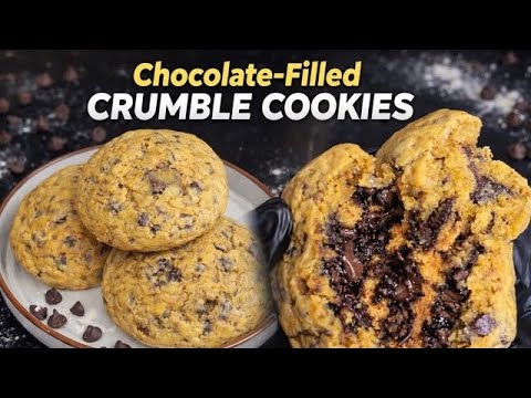 Chocolate Filled Crumble Cookies