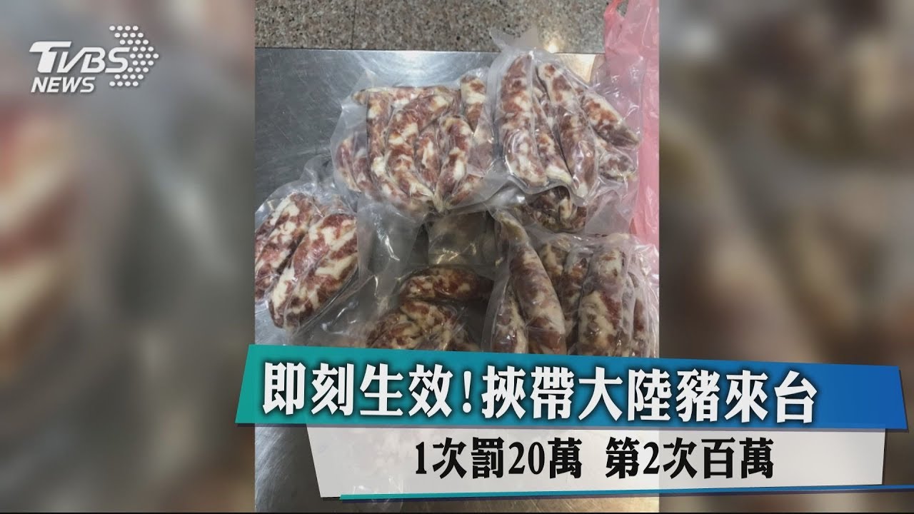 即刻生效！挾帶大陸豬來台　1次罰20萬第2次百萬