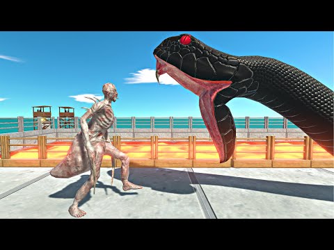 Infernals vs Reptiles on Small Lava Bridge - Animal Revolt Battle Simulator