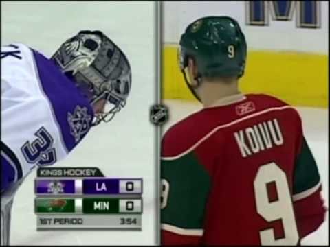 Jonathan Quick SICK Save on Mikko Koivu - LA Kings vs Wild 2/24/09