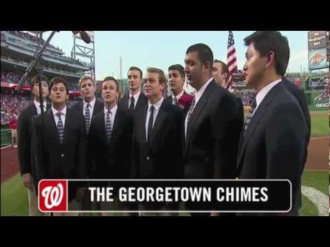 The Georgetown Chimes perform the Star Spangled Banner at Nationals Stadium
