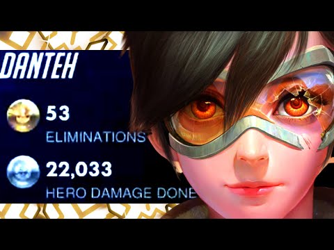 DANTEH INSANE TRACER AND ECHO! 53 ELIMS! [ OVERWATCH SEASON 25 TOP 500 ]