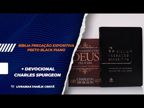 Kit Bíblia Pregação Expositiva Preto Black Piano + Devocional Charles Spurgeon | Clássica