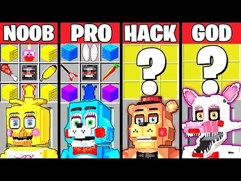 Minecraft Battle: FNAF 2 ANIMATRONICS CRAFTING CHALLENGE - NOOB vs PRO vs HACKER vs GOD ~ Animation