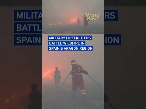 Military firefighters battle wildfire in Spain's Aragon region