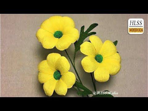 How to make flower with paper easy| diy origami crepe paper flower design