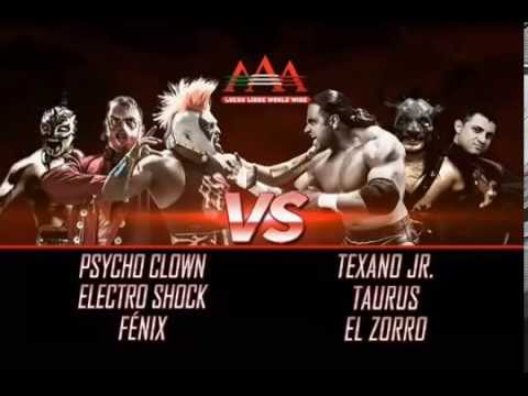 Lucha AAA Electroshock, Fénix, Psycho Clown vs Taurus, Texano Jr , Zorro