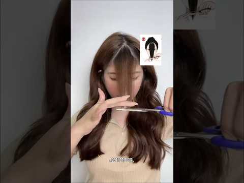 Self cut Korean bangs tutorial 🩷🌸#youtubeshorts #hairstyle #shorts( by kk Krista )