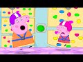 Mummy Pig SLIPS From The Climbing Wall Peppa George Soft Play Race Tales Full Episodes 25 Mins