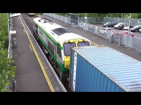 Irish Rail 201 Class loco 223 + IWT freight Liner - Monasterevin Station