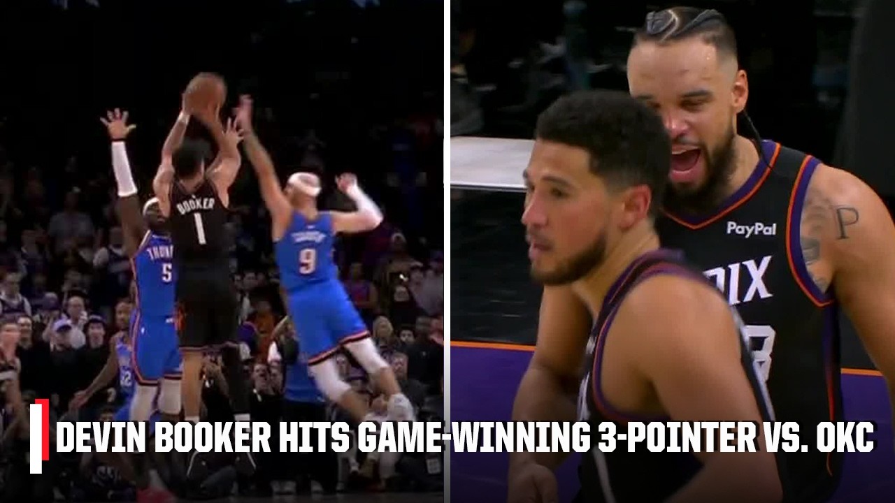 DEVIN BOOKER CLUTCH 🥶 Hits GAME-WINNING 3-pointer to lift Suns past Thunder 🍿 | NBA on ESPN