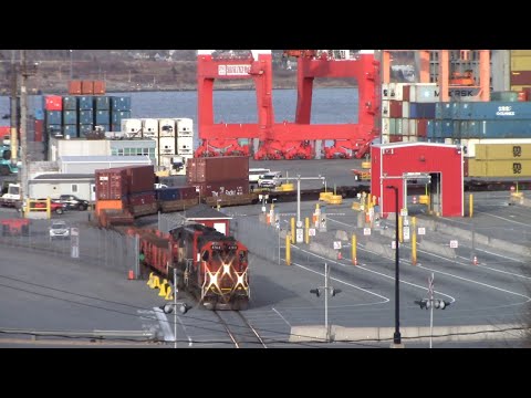 Two EMD Geeps Work Local Train CN 521 at Halifax Ocean Terminals & PSA Atlantic Hub Terminal