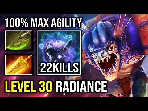 WTF First Item Radiance AoE Burn DPS Jump At Everyone 100% Max Agility Level 30 Slark Dota 2
