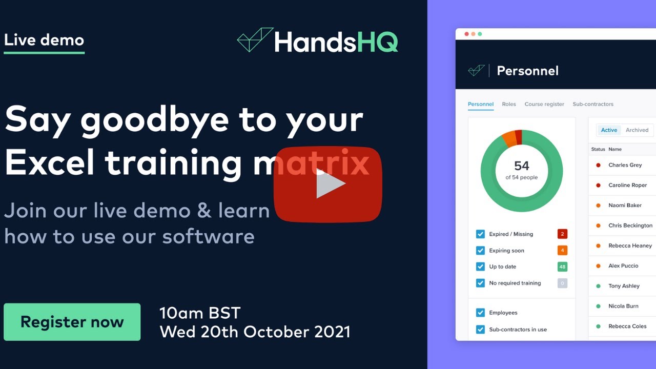 Training Register live demo