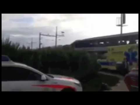 RAW VIDEO Switzerland Passenger Train Collide At Granges July 29 2013 Trains Crash In Switzerland