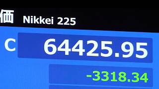 東京株急落、３３１８円安 過去３番目下げ、ＡＩ企業に財務不安