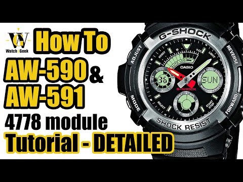G-Shock AW-590 - module 4778 tutorial on how to setup and use all the functions