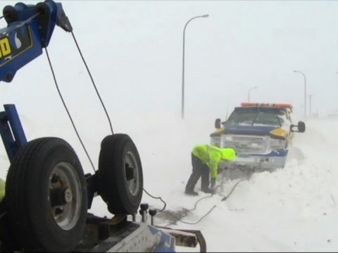 Raw: Travel Easier After North Dakota Blizzard