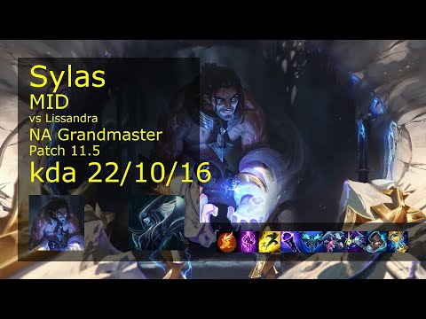 Sylas vs Lissandra Mid - NA Grandmaster 22/10/16 Patch 11.5 Gameplay