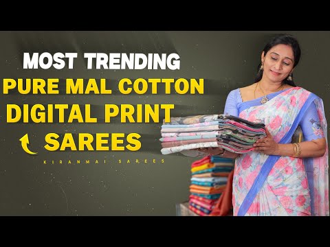 "Pure Mal Cotton Digital Print Sarees | Soft, Elegant & Trendy Summer Wear Collection 2025"