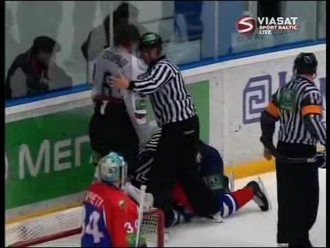 KHL fight: Sandis Ozolinsh vs. Martin Strbak 19.03.10