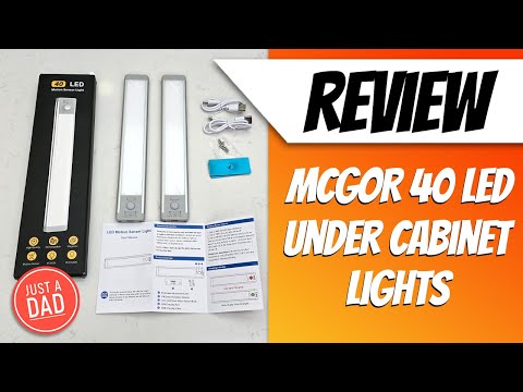 MCGOR 10inch Under Cabinet Lighting, 2 Pack Rechargeable Motion Sensor Light Indoor, 5 Levels Dimmable Magnetic Closet Lights, Wireless Under Counter Lights for Kitchen, Stairs video review thumbnail