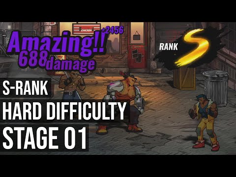 S-Rank - Hard Difficulty - Stage 1 - The Streets - Maniac Trophy - Streets of Rage 4