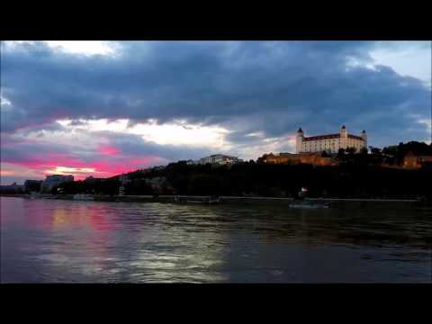 Sunset over the Danube, Bratislava Slovakia  -  Dji Mavic Pro drone -  Skydronauts