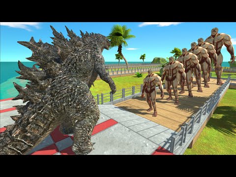 Godzilla 2021 Oasis Death Run VS Armored Titan - Animal Revolt Battle Simulator