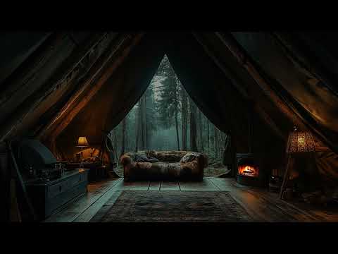Rain on Tent and Campfire Crackling Near the River - w/ Sounds for Relaxation and Sleep