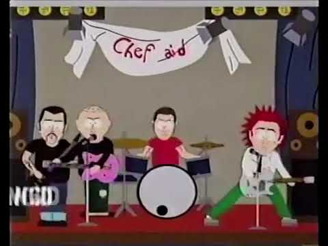 1998 TV ad for Chef Aid: The South Park Album showing animated Chef on stage with the four boys