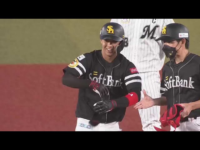 【3回表】好相性発動!! ホークス・今宮健太の先制タイムリー2ベース!! 2022年8月9日 千葉ロッテマリーンズ 対 福岡ソフトバンクホークス