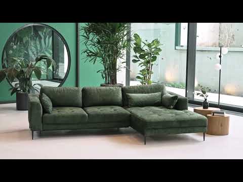 Ecksofa GAILLON mit Longchair Microfaser Cori: Dunkelblau - Longchair davorstehend links