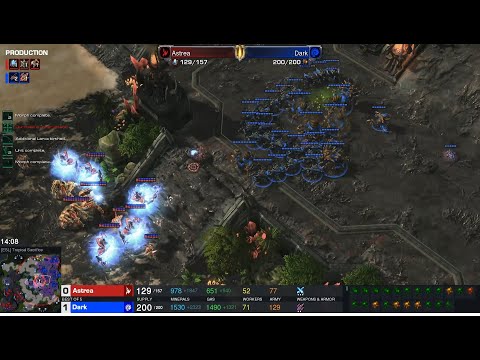 Starcraft II DreamHack Masters 2022 Valencia Jul2 Astrea(P) v Dark(Z) Game 1  ESL Tropical Sacrifice