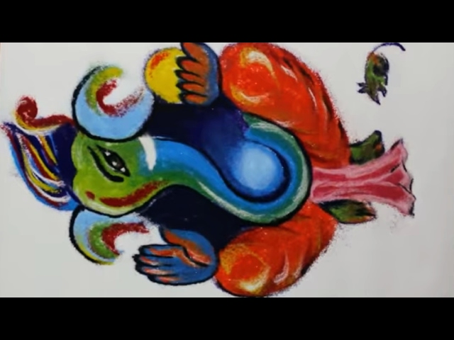 How to draw lord ganesh rangoli design for ganesh chathurthi by Shital Nivedar