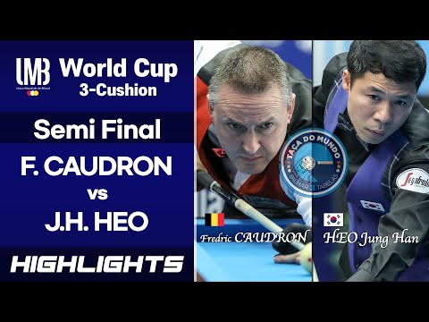 [World Cup 3-Cushion Porto 2018] Semi Final - Frédéric CAUDRON (BEL) vs HEO Jung Han (KOR). H/L