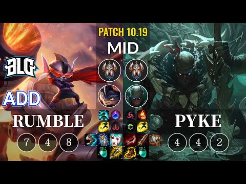 BLG ADD Rumble vs Pyke Mid - KR Patch 10.19