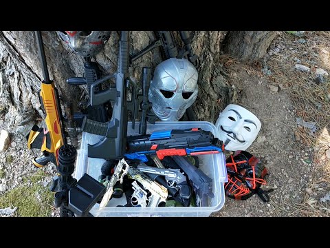 Epic Weapon Armory! Box Full of Guns of The Year! Toy Masks and Big Rifles