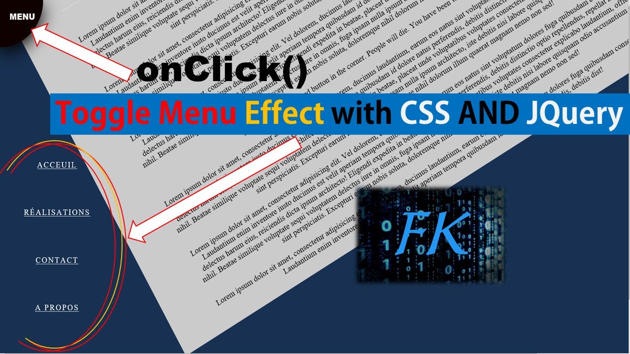 How to make Responsive Toggle Menu Effect with CSS and JQuery | FK Keita ©