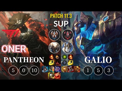 T1 Oner Pantheon vs Galio Sup - KR Patch 11.3