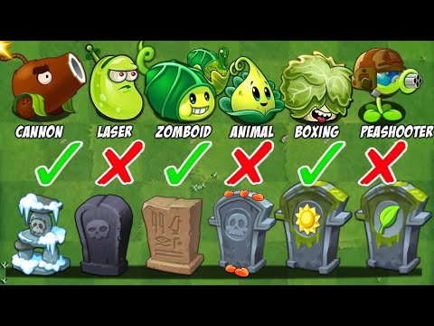 Every Plant * 5 POWER-UP vs 99 Gravestone Iteam - Who Will Win? - PvZ 2 Challenge!